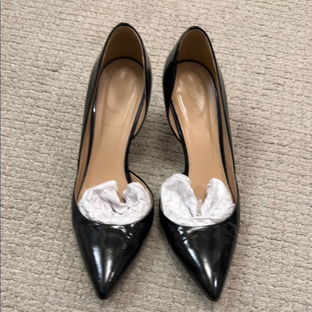 J. Crew Black Patent Pointed-Toe Heels